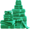 Lane Linen 100% Mercerized Cotton Towel Set - 24 Pc Emerald