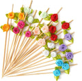 Multicolor Rose Cocktail Picks - Fancy Bamboo Toothpicks