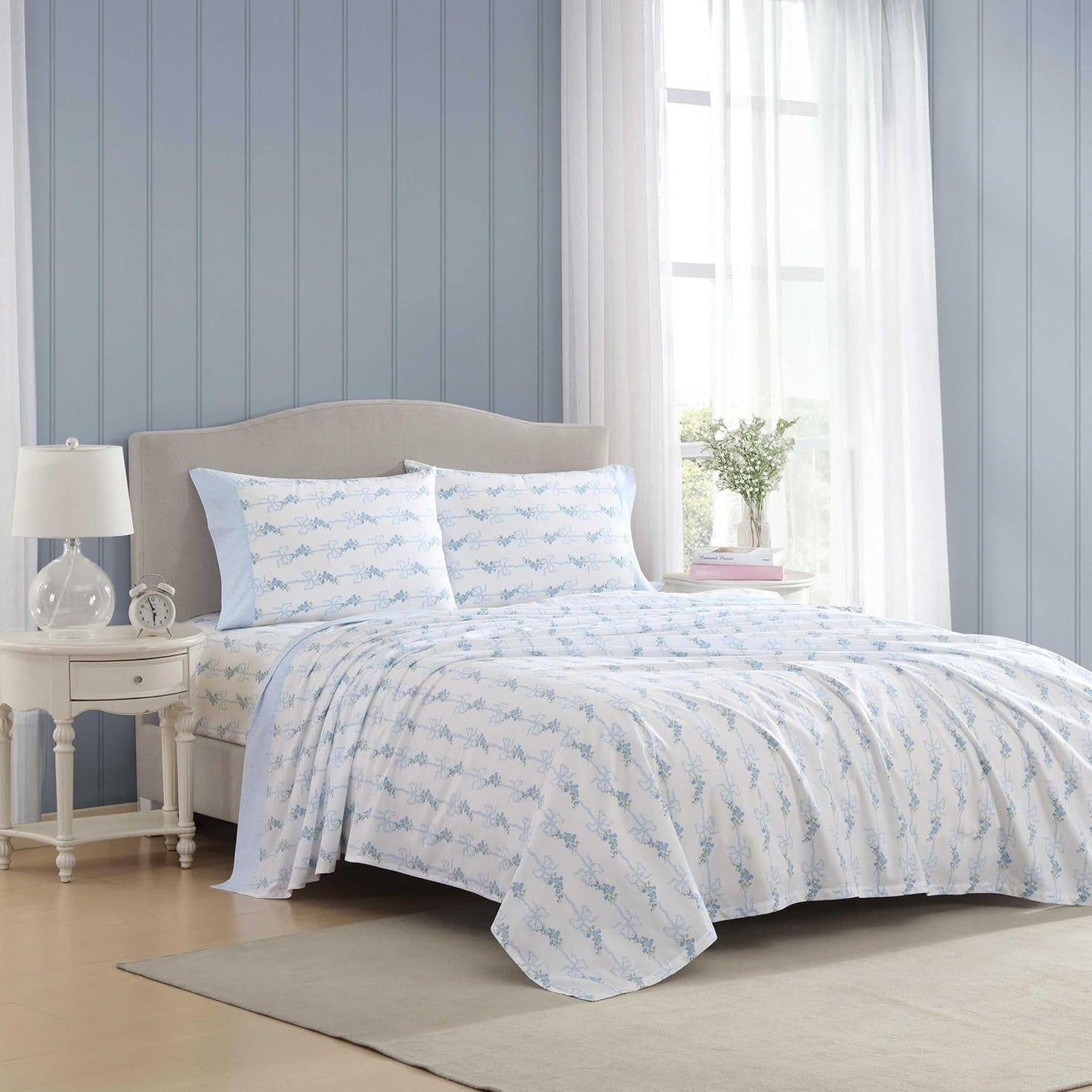 Queen Sheet Set by Laura Ashley - Crisp Cotton Percale Bedding