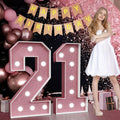 Marquee Numbers Pink 21st Birthday Decoration - Large 3ft Light Up 21