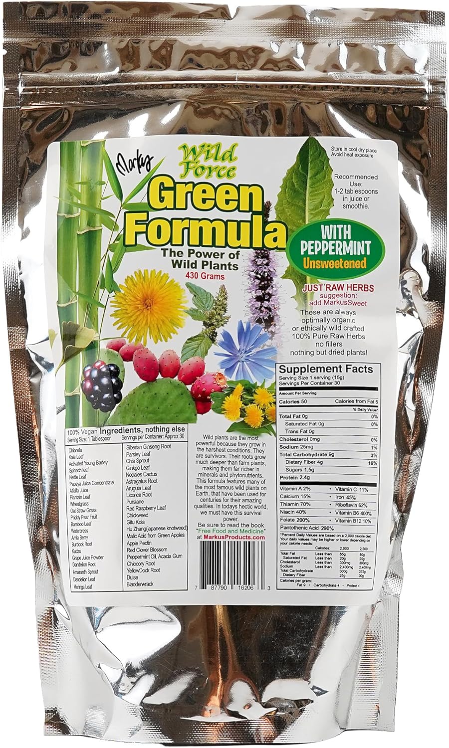 Wild Force Unsweetened Greens with Peppermint for Health Boost