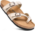 Womens Strappy Slip-On Memory Foam Cork Slides - Arch Support Women's