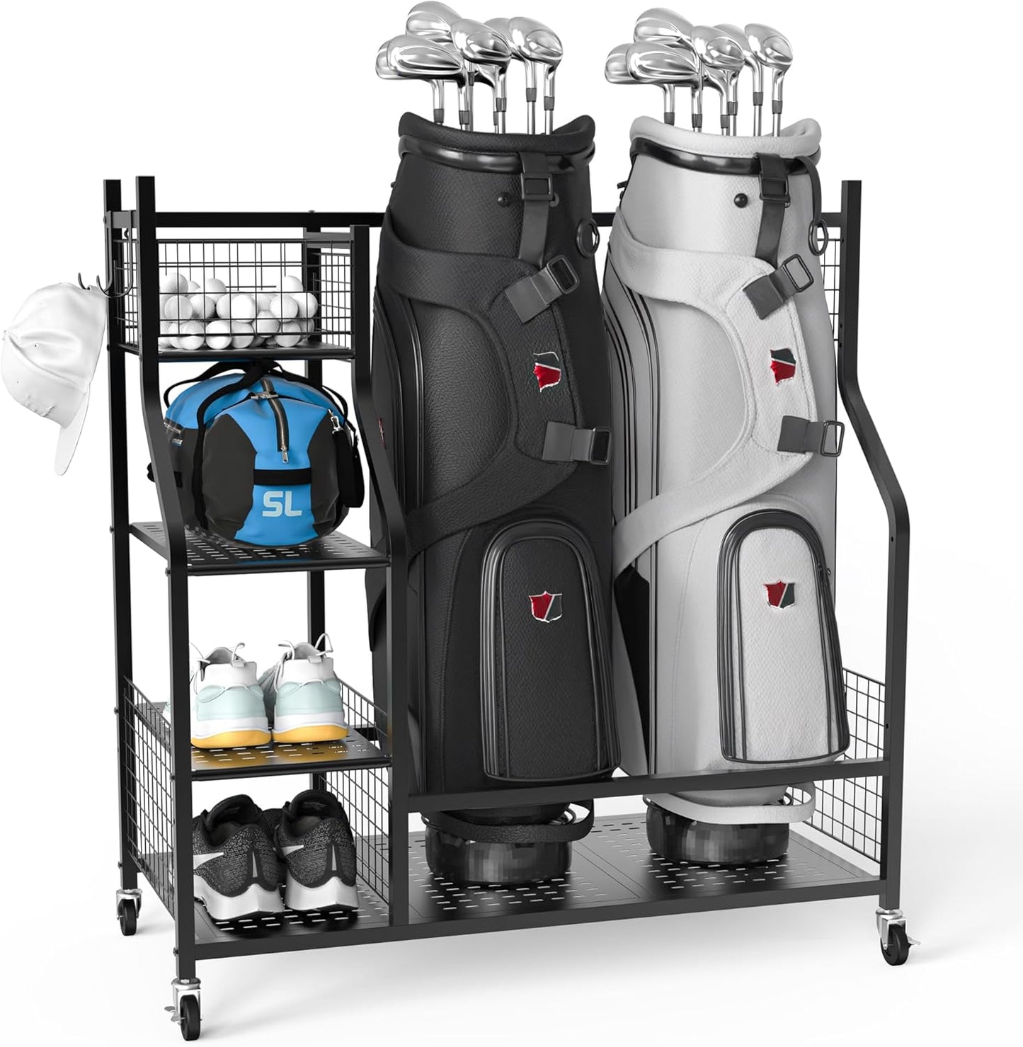 PLKOW Golf Bag Storage Organizer for Garage and Equipment Rack