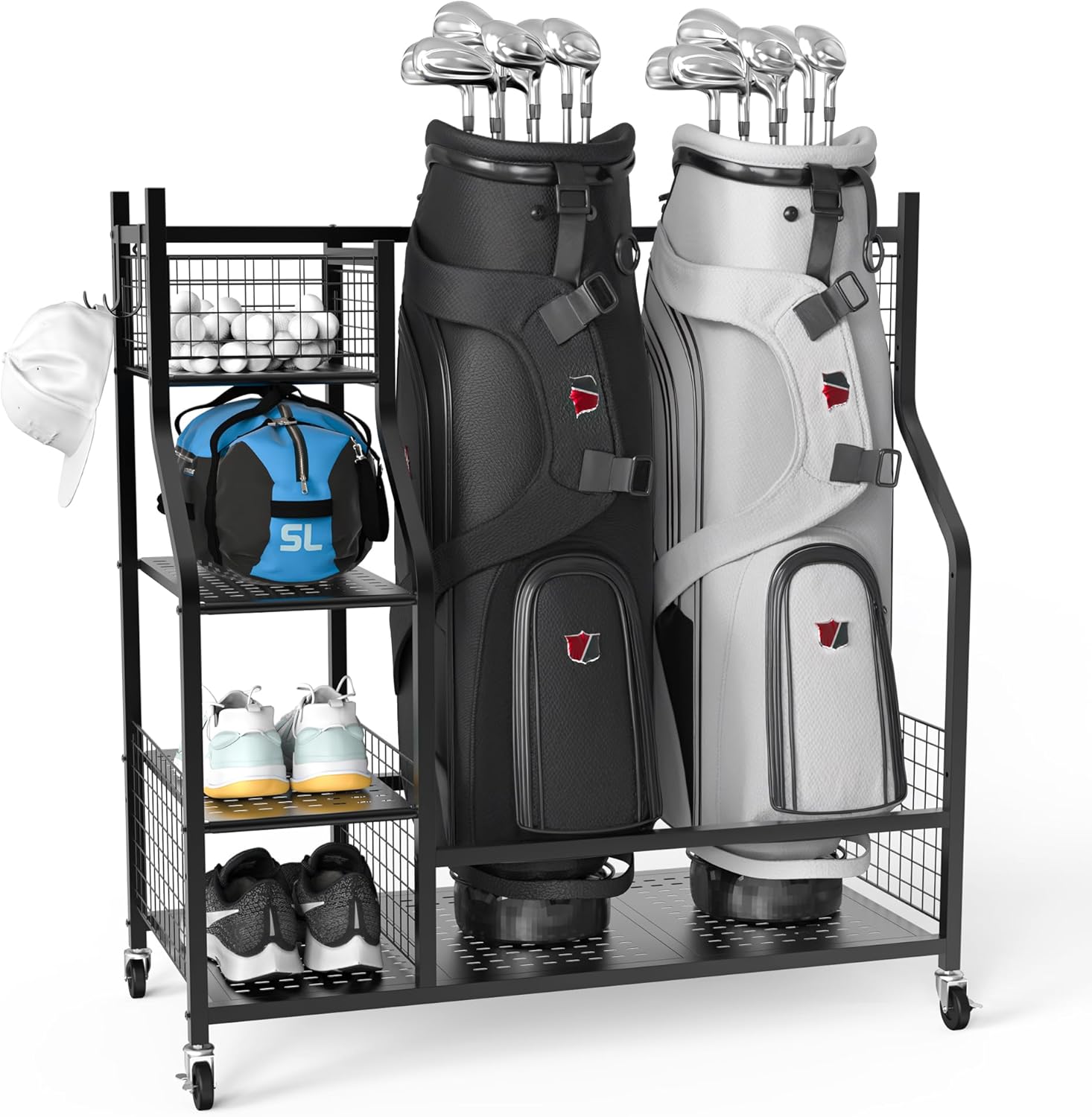 PLKOW Golf Bag Storage Organizer for Garage and Equipment Rack