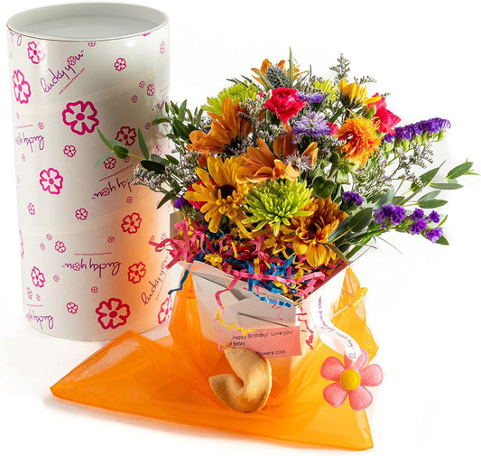 Birthday Blast Fresh Cut Live Flowers in Takeout Container