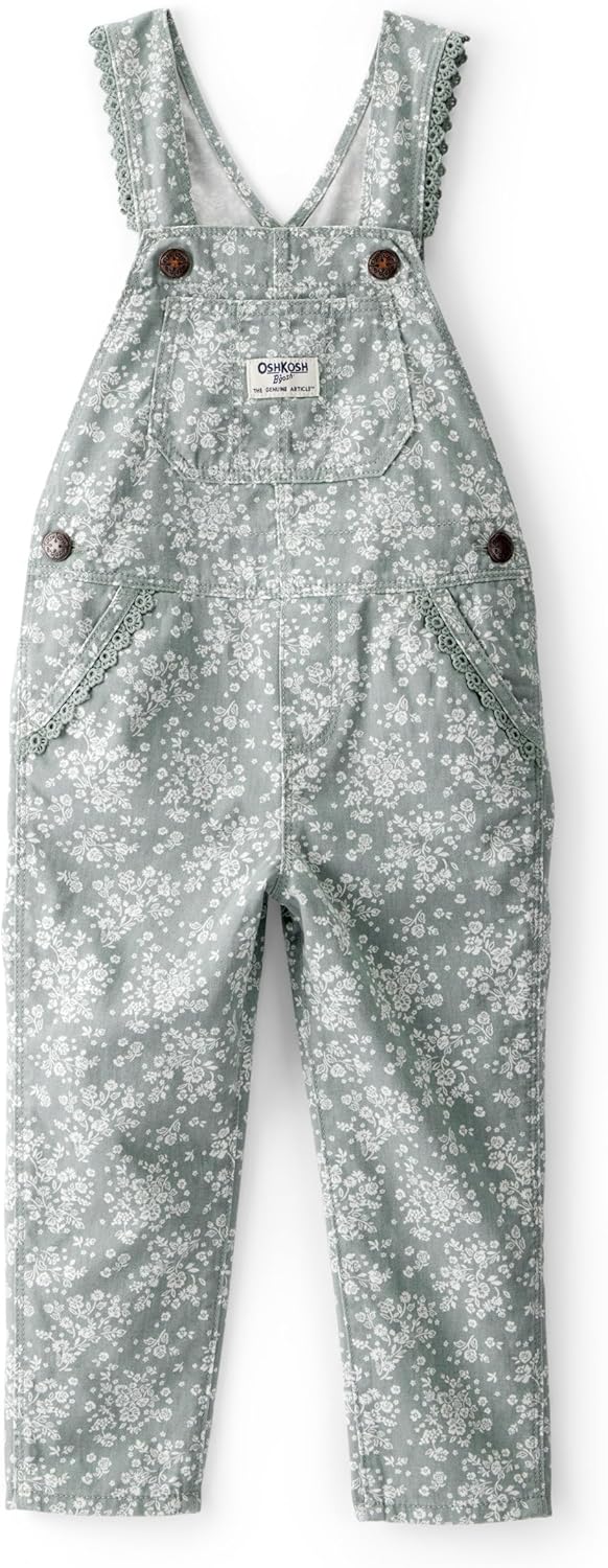 Oshkosh Girls World's Best Overalls with Lace Trim and Snaps