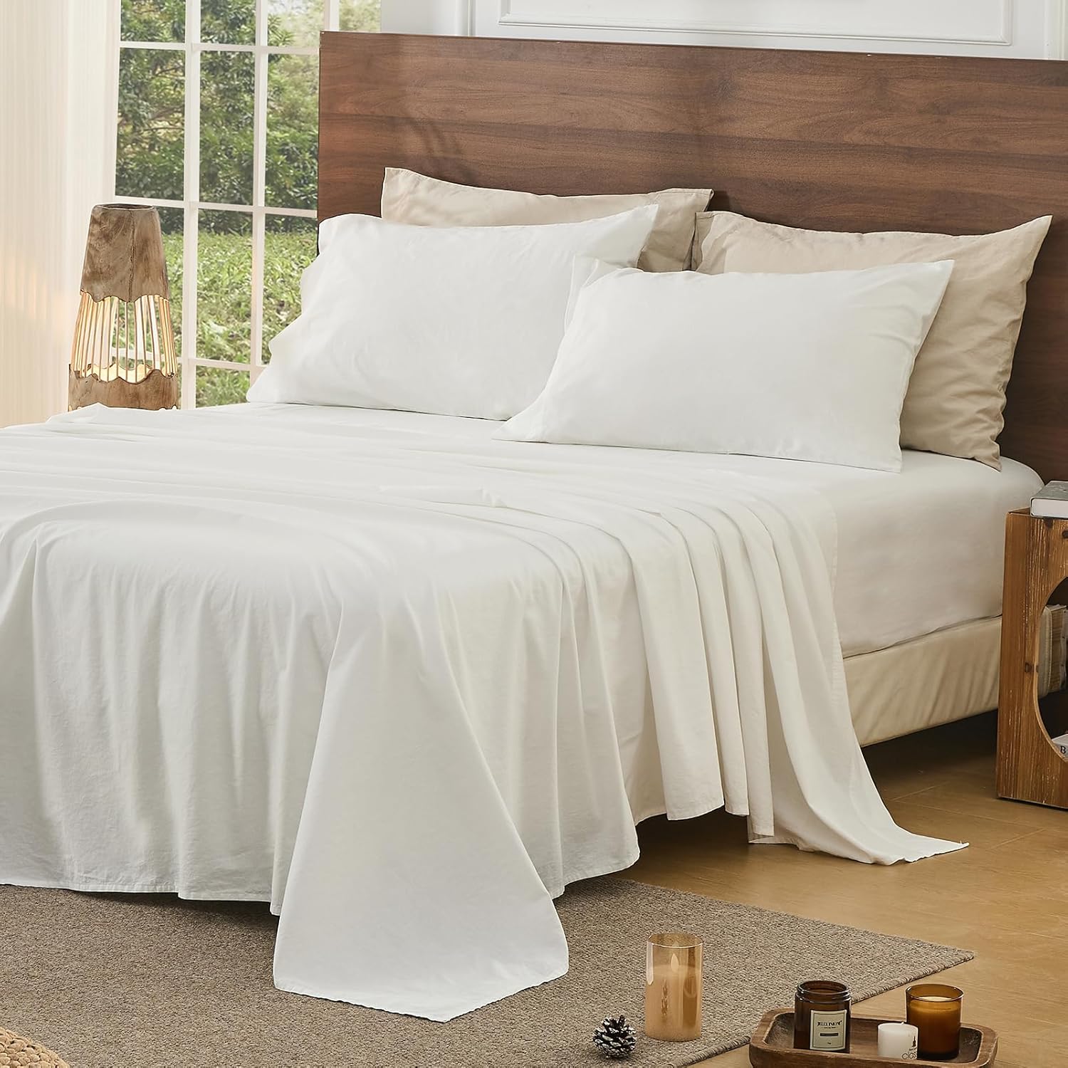 100% French Linen Sheets Queen Size Set for Breathable Comfort