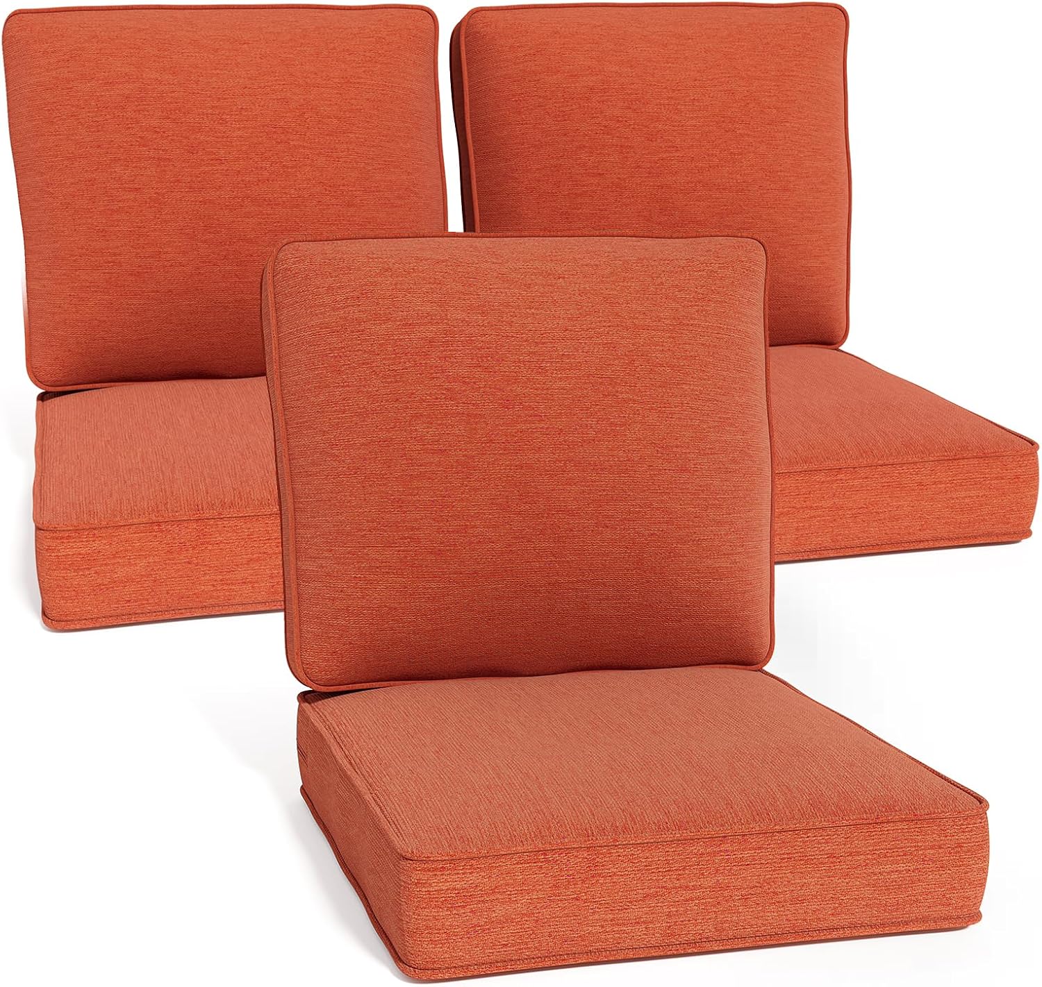 Outdoor Chair Cushions Set of 3 for Patio Deep Seat Comfort
