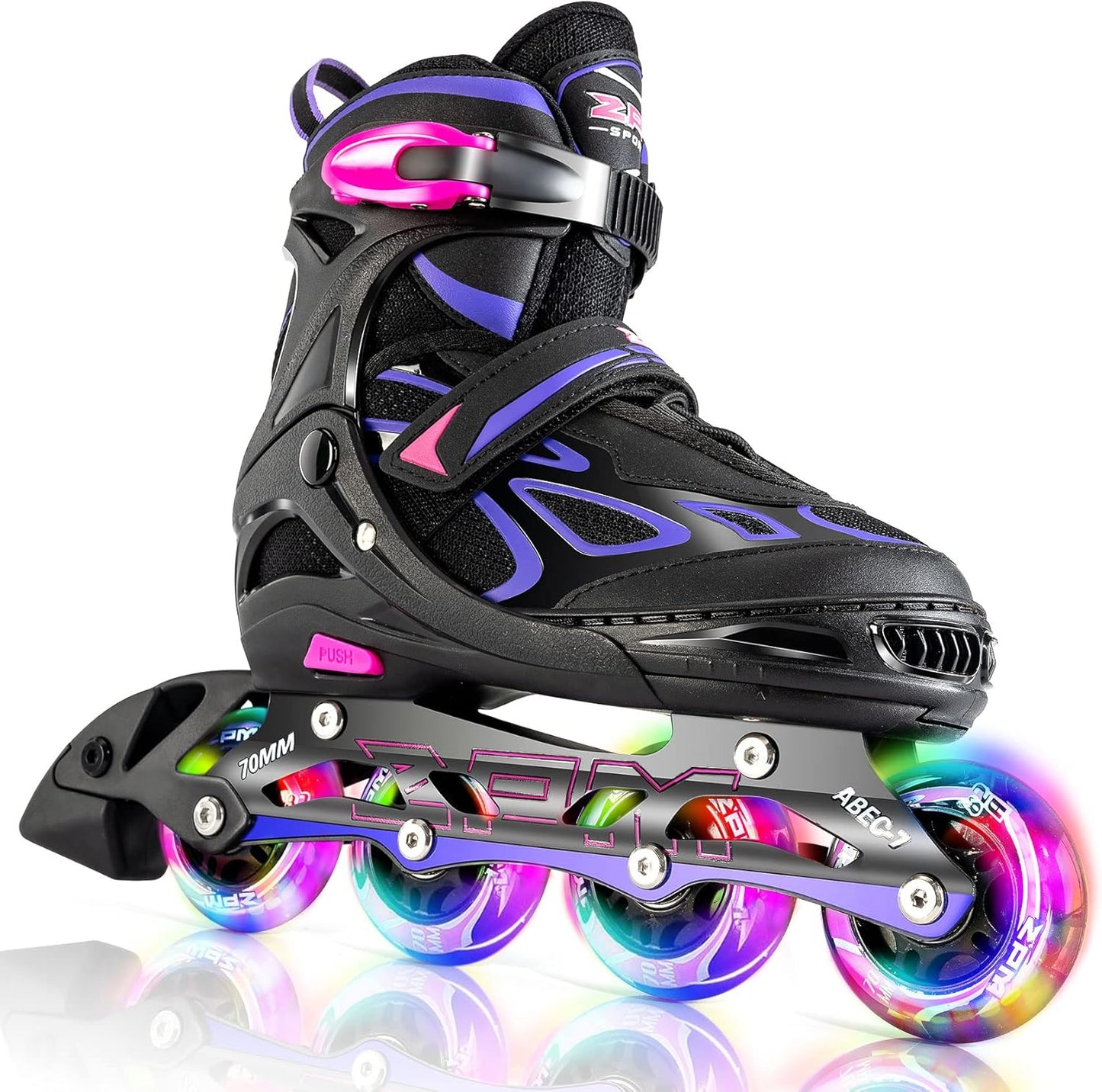 2PM SPORTS Adjustable Flashing Inline Skates for Kids and Adults
