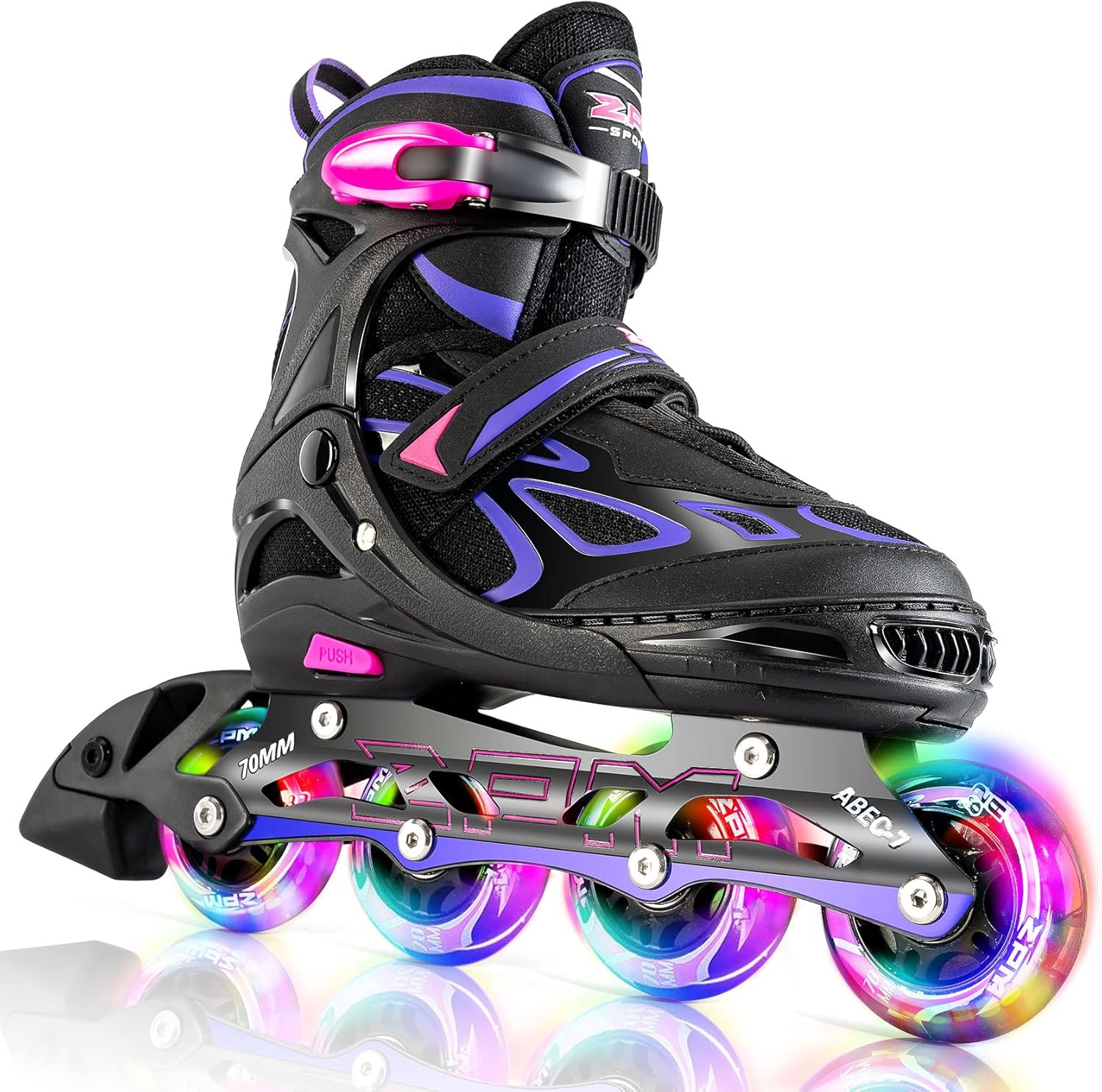 2PM SPORTS Adjustable Flashing Inline Skates for Kids and Adults