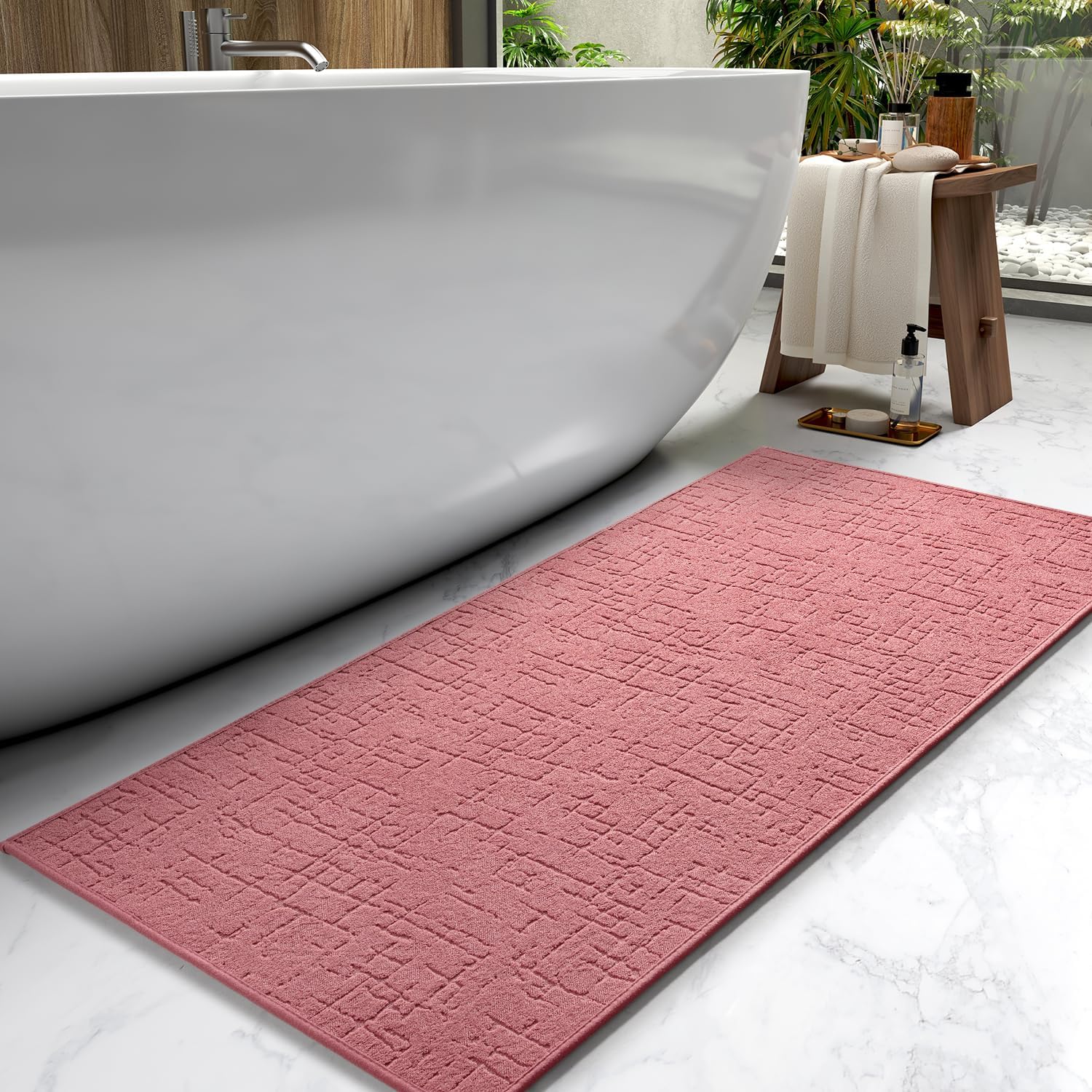 Absorbent Quick Dry Bathroom Floor Mats with Rubber Backing