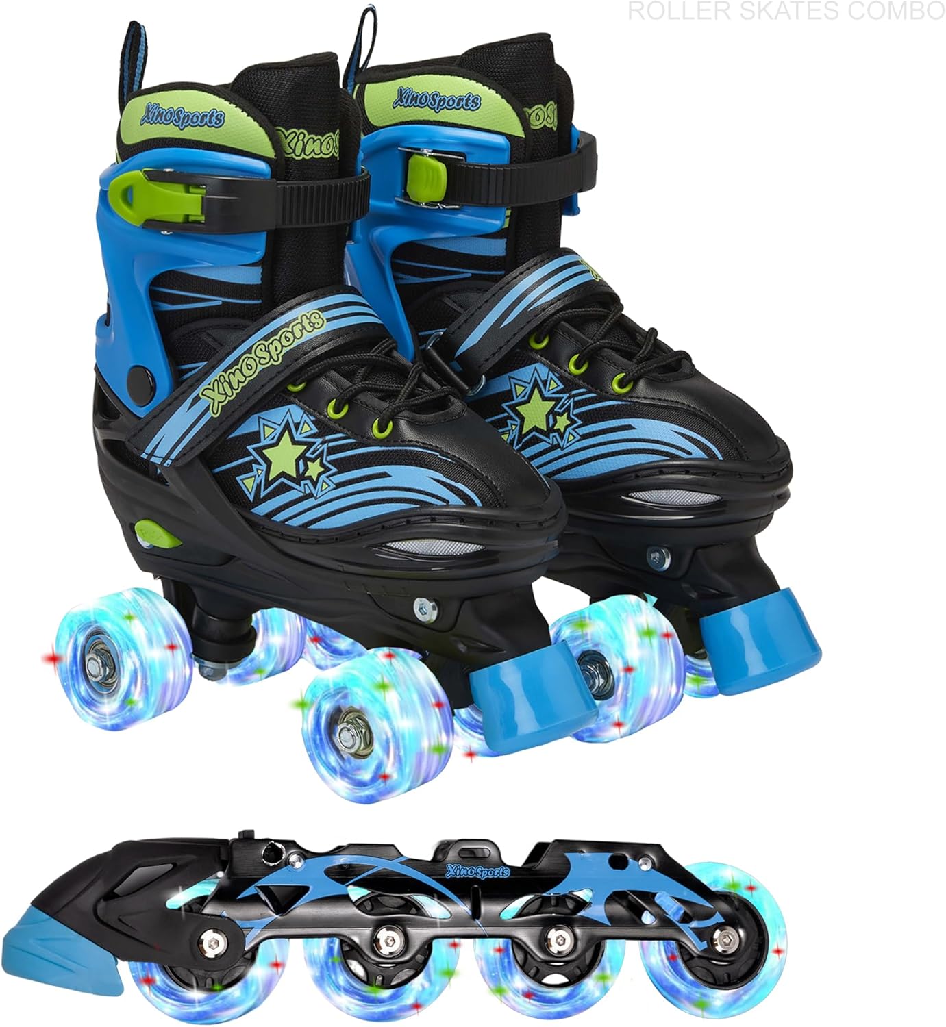 XINO SPORTS 2 in 1 Combo Kids Roller Skates with LED Lights