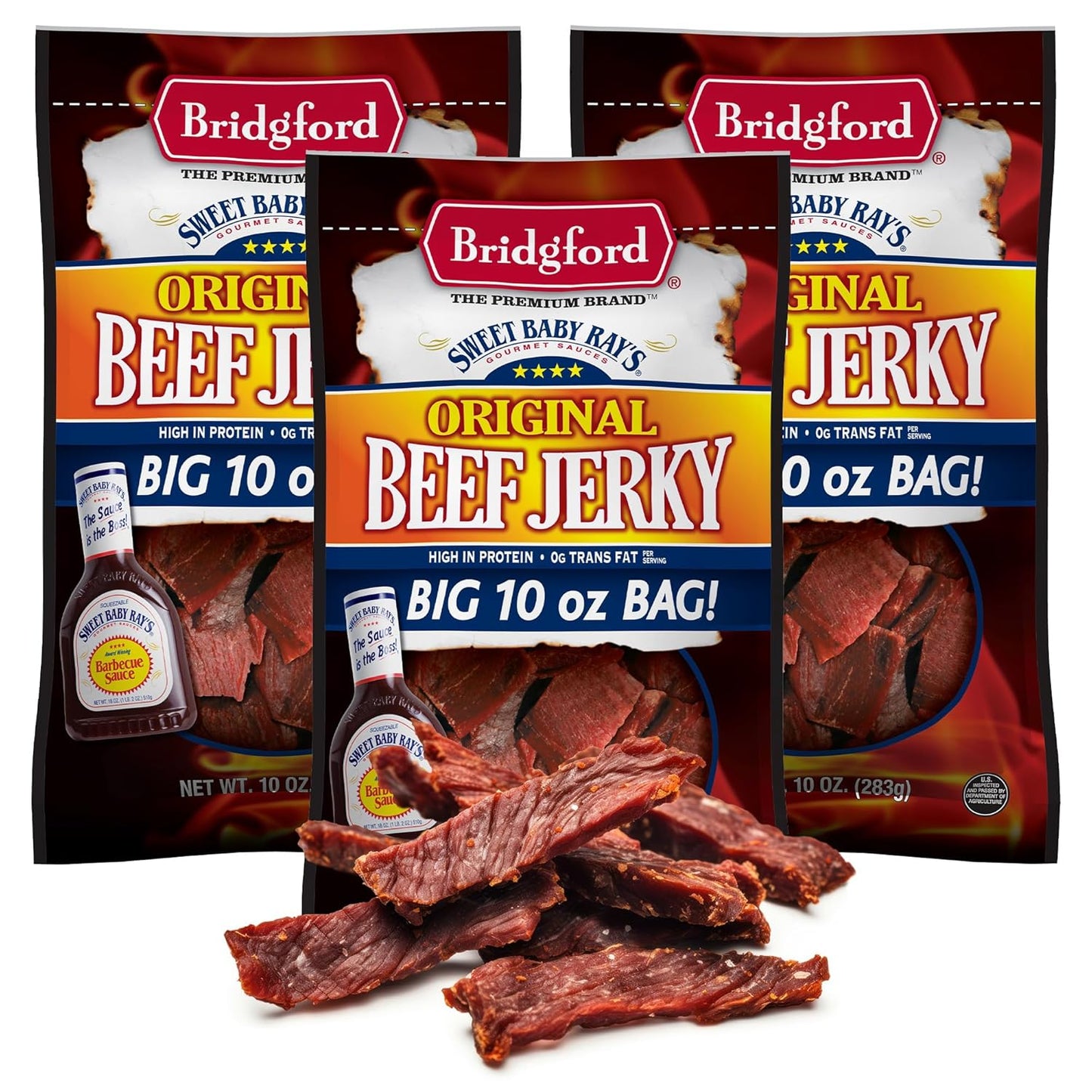 Bridgford Sweet Baby Rays Beef Jerky - High Protein Snack Pack