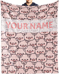 Personalized Pig Blanket 60x80 Flannel Throw for Adults - Custom Name