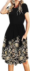 Womens Summer Pocket Knee Length Casual Midi Dress - Teacher Friendly