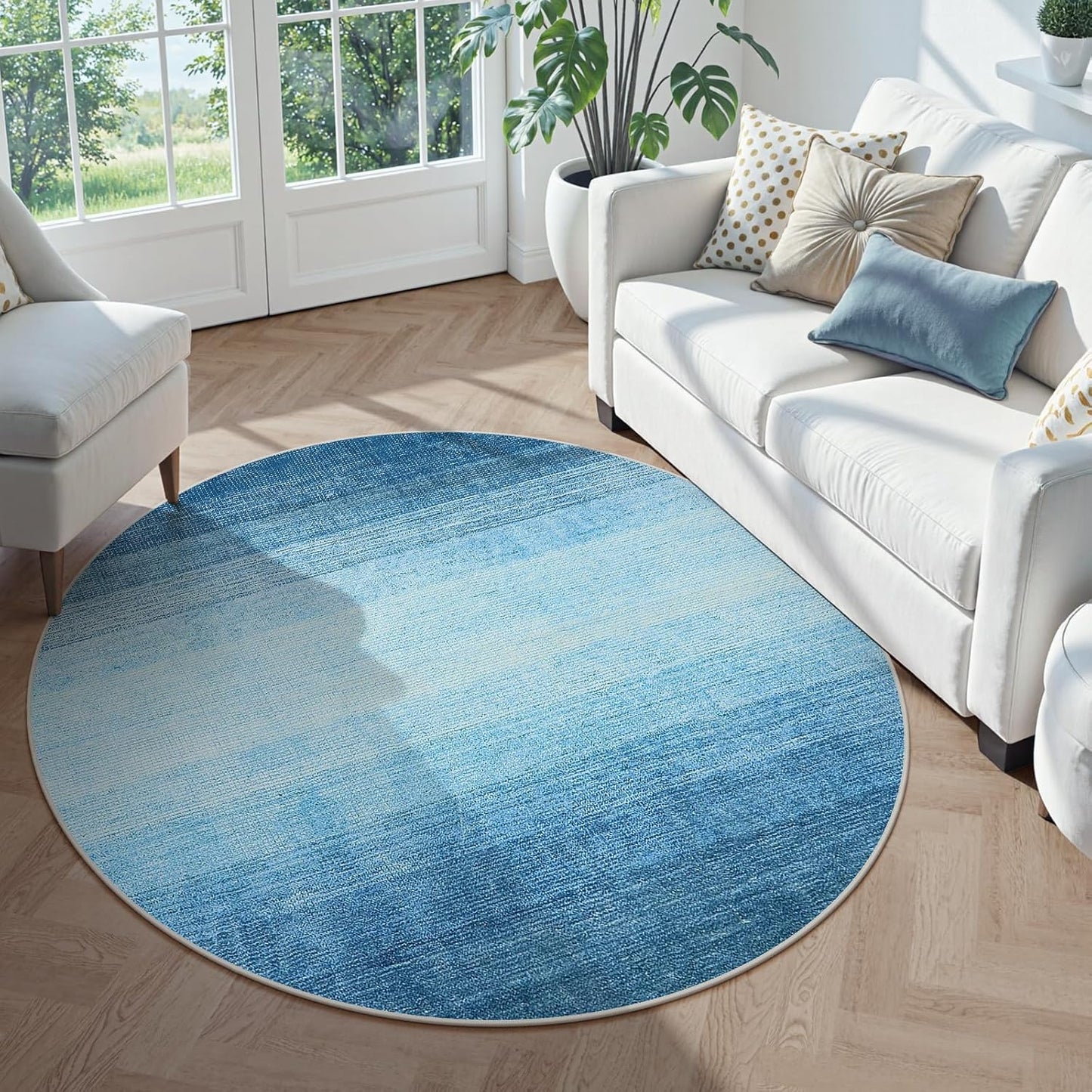 Wonnitar Modern Ombre Washable Round Rugs for Stylish Homes