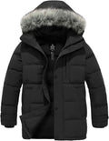 Men's Winter Puffer Jacket Thicken Coat with Faux Fur Hood - Warm