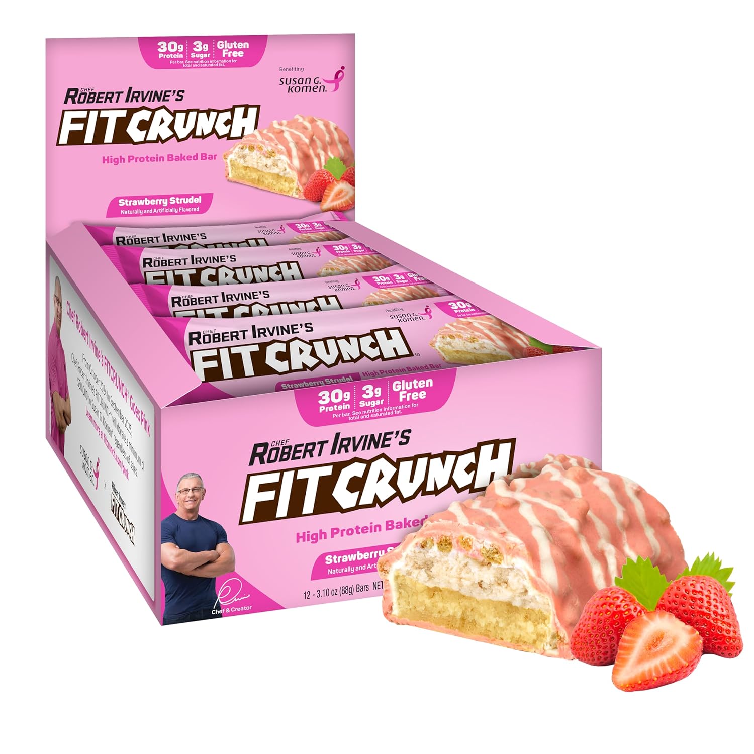 FITCRUNCH Full Size Protein Bars with 30g Protein and 3g Sugar