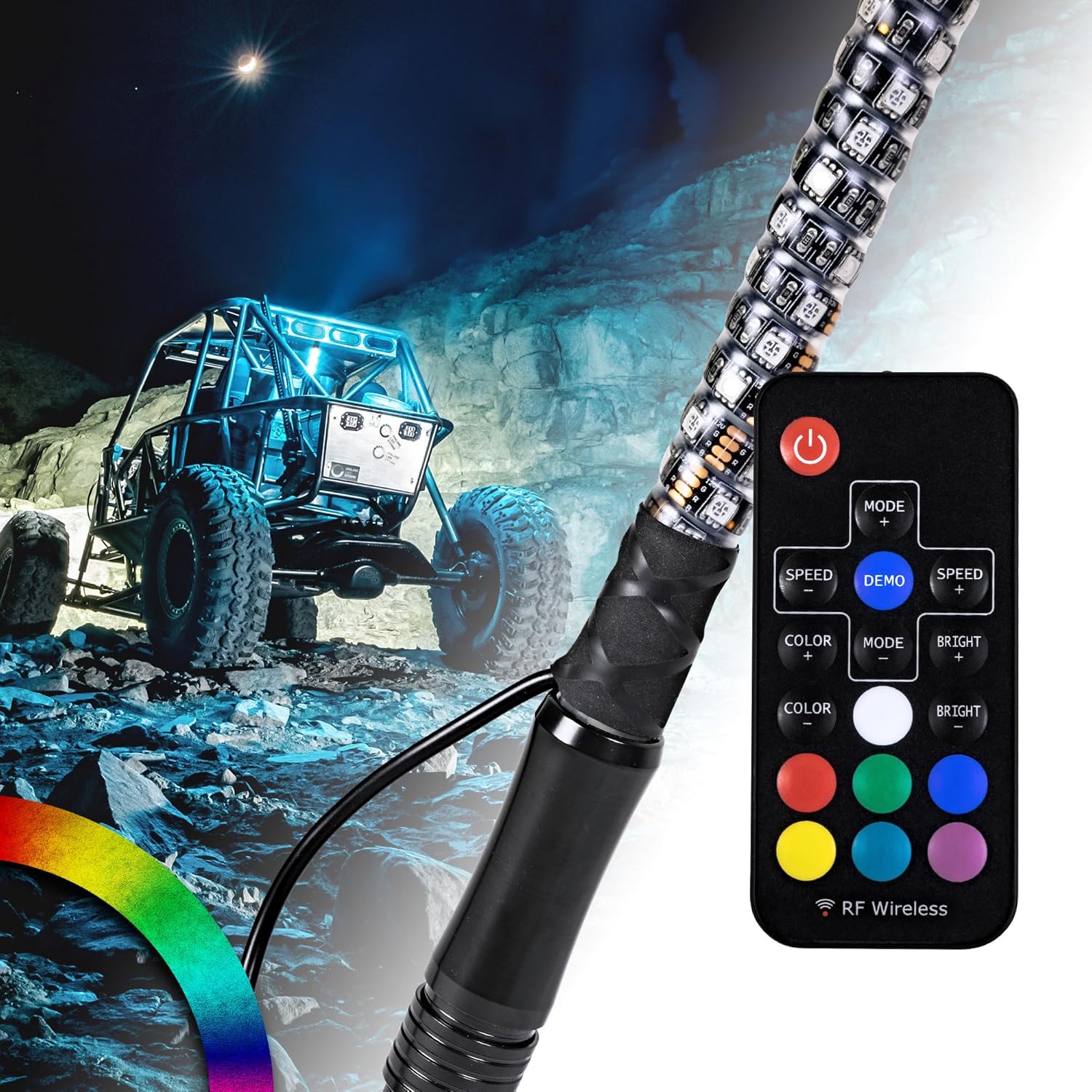 True Mods 1ft Spiral RGB LED Whip Light for UTV and ATV Use