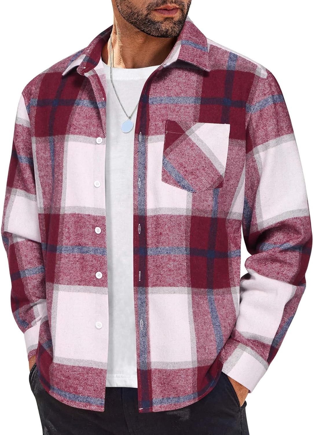 Stylish COOFANDY Mens Flannel Shirt for Casual Wear and Layering