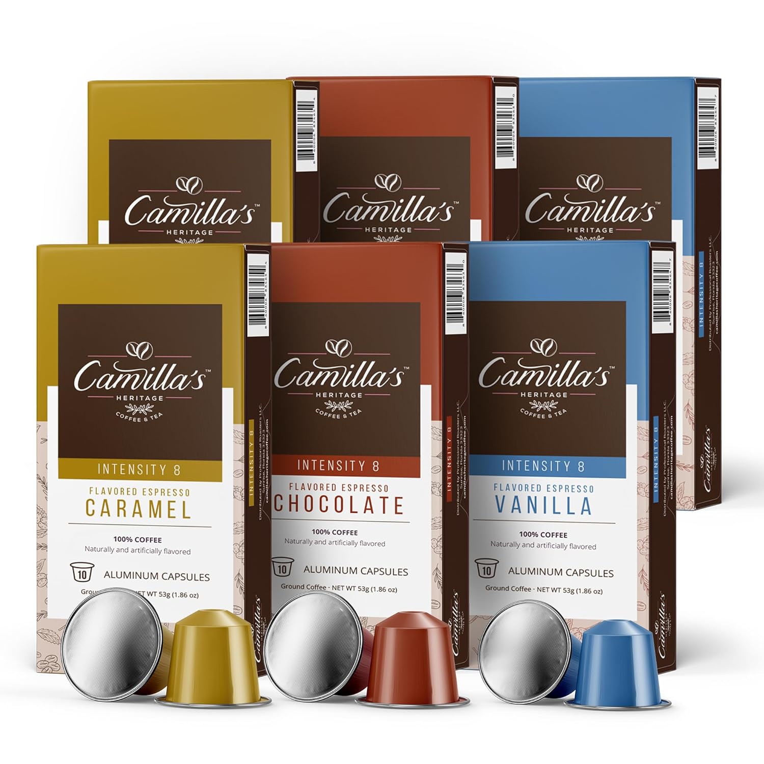Camillas Heritage Intensity 8 Espresso Coffee Variety Pack