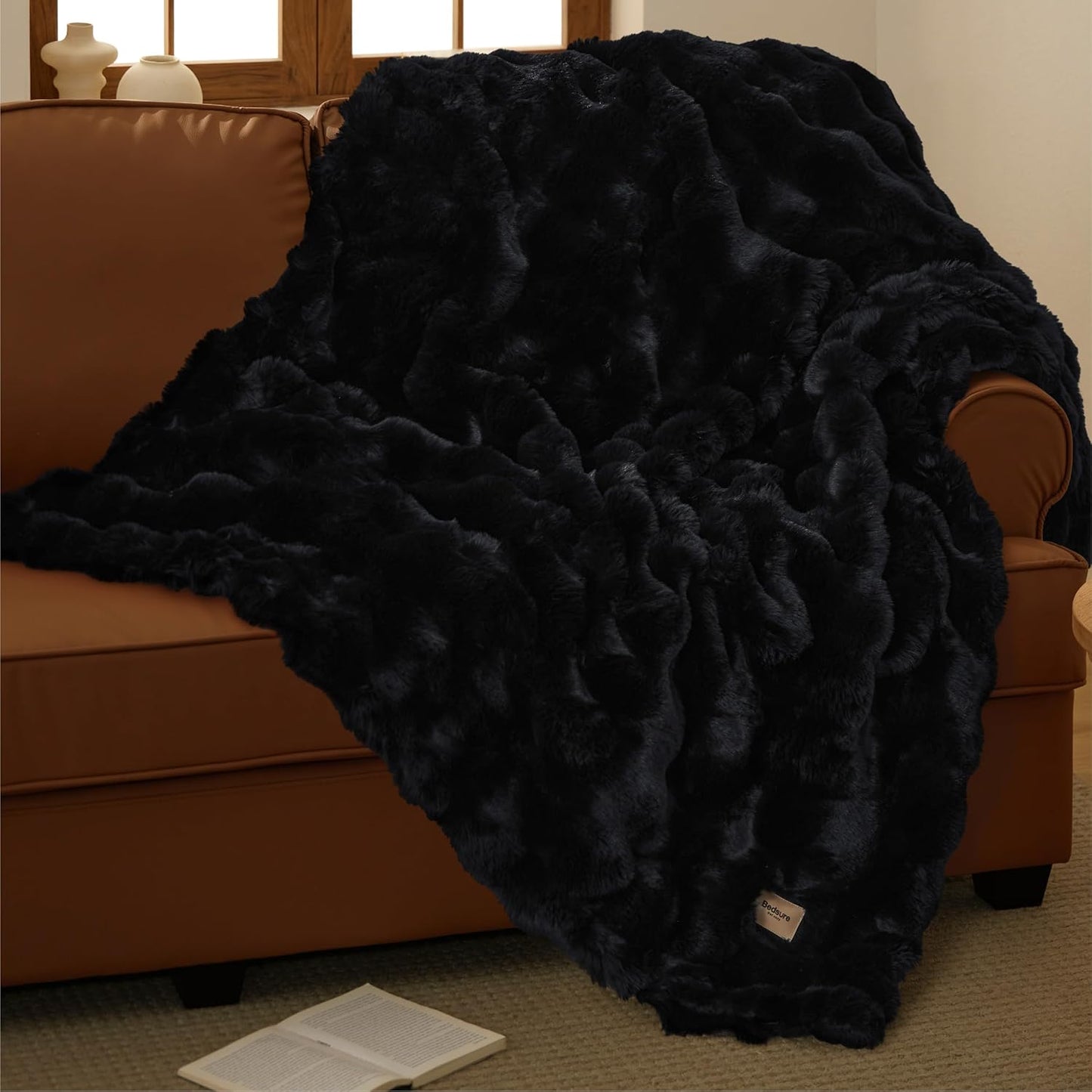 Bedsure GentleSoft Fluffy Faux Fur Throw Blanket for Cozy Comfort