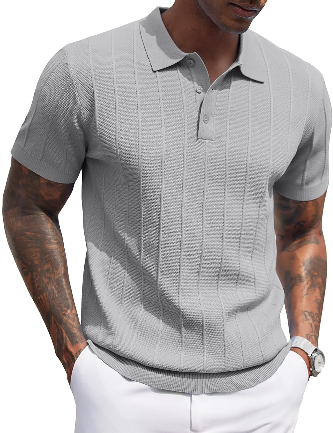 Stylish COOFANDY Mens Knit Polo Shirts for Casual Golf Wear