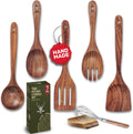 Teak Wooden Kitchen Utensils Set 7 Pcs - Handcrafted Starter Kit