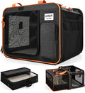 Expandable Cat Car Travel Carrier with Portable Litter Box
