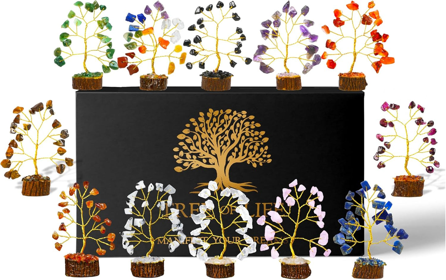 Crystal Tree Gifts for Women - Set of 12 Handcrafted Chakra Trees