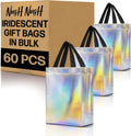 Iridescent Gift Bags Bulk 60 Pack - Reusable Holographic Party Bags