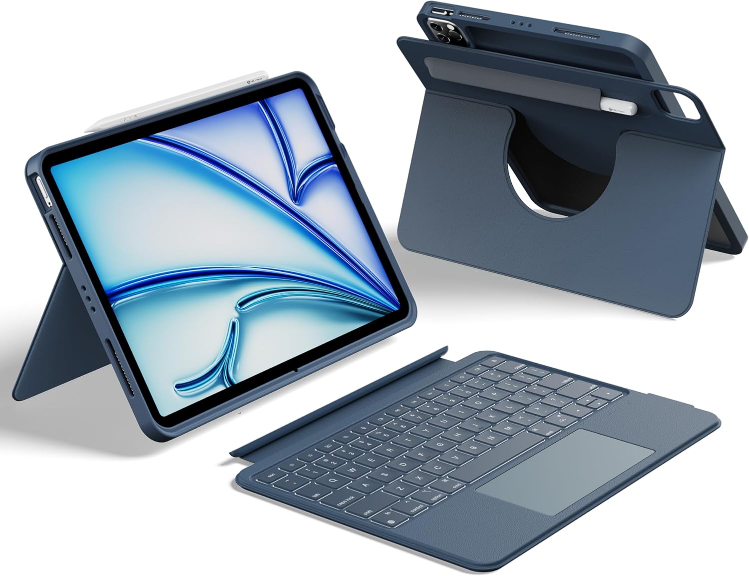 HOU Rotatable Keyboard Case for iPad Air 11 with Touchpad