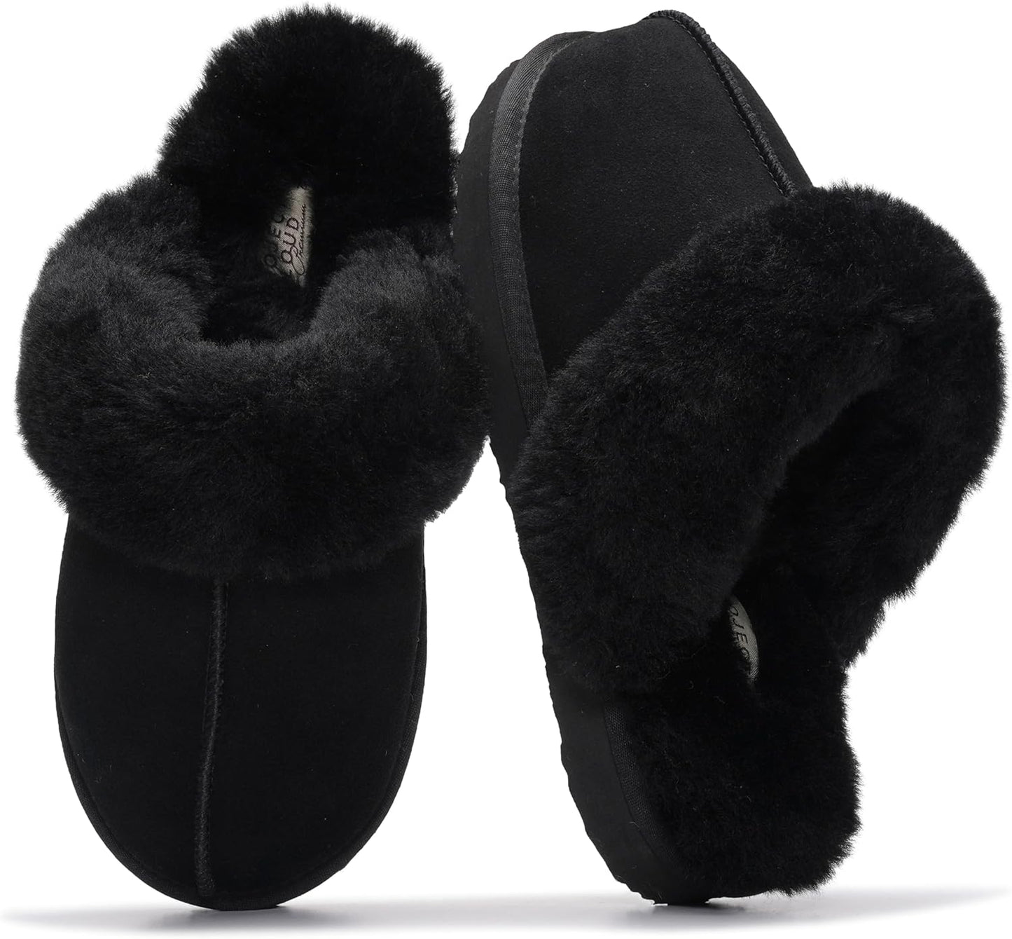 Project Cloud Genuine Leather Slippers for Women with Fur Lining