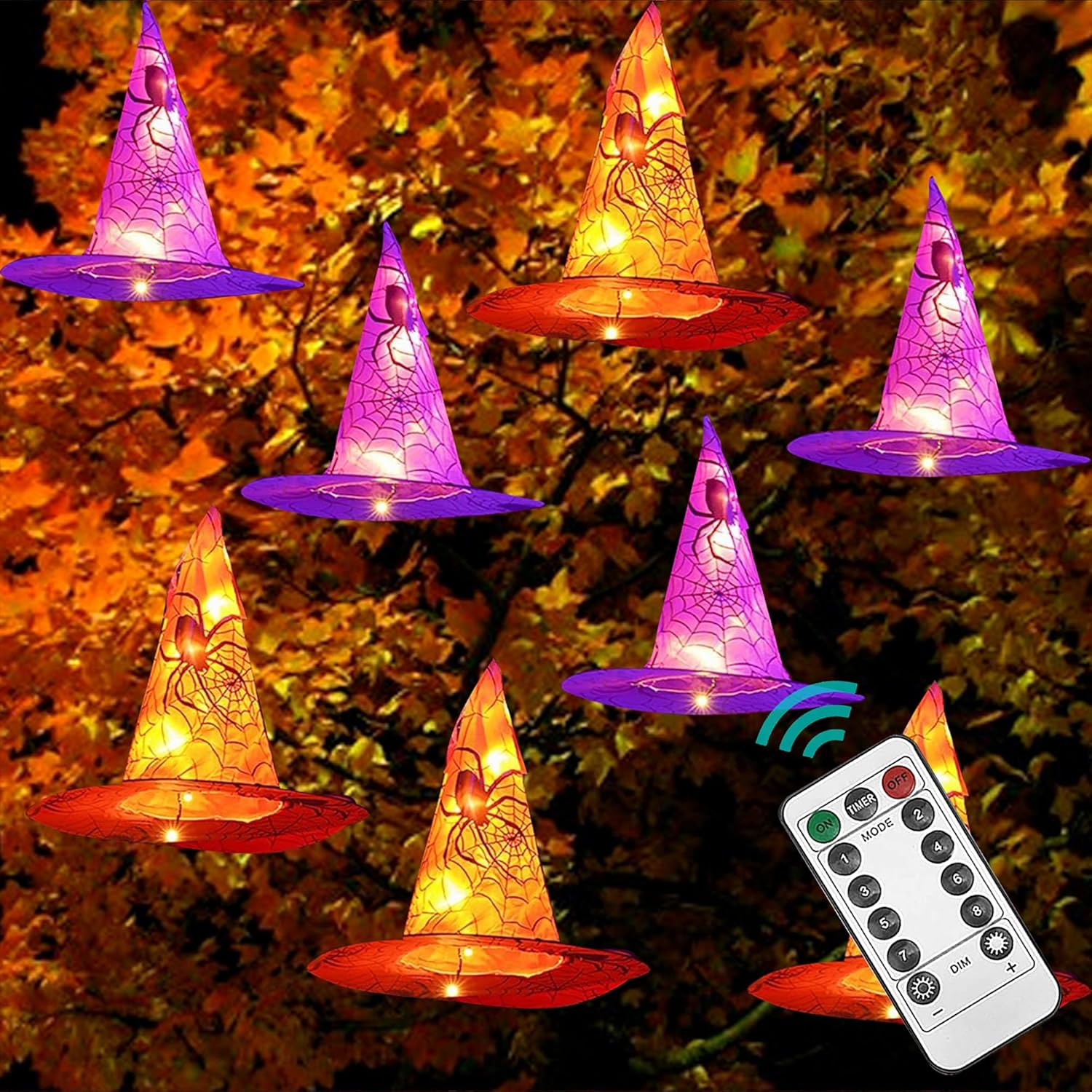 Hanging Witch Hat String Lights for Halloween Decor and Parties