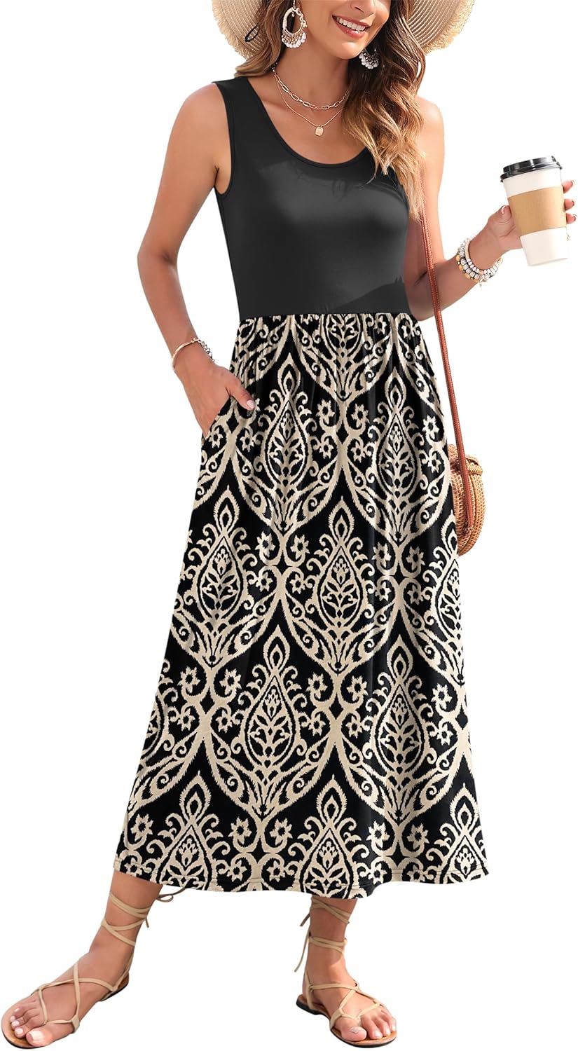 WNEEDU Women's Summer Maxi Dress for Beach Vacation Style
