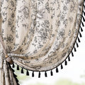 JINCHAN Linen Floral Curtains 96 in Panels - Farmhouse Light Filtering