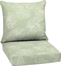 24 in x 24 in Deep Seat Cushion Set - Coastal Green Leaf