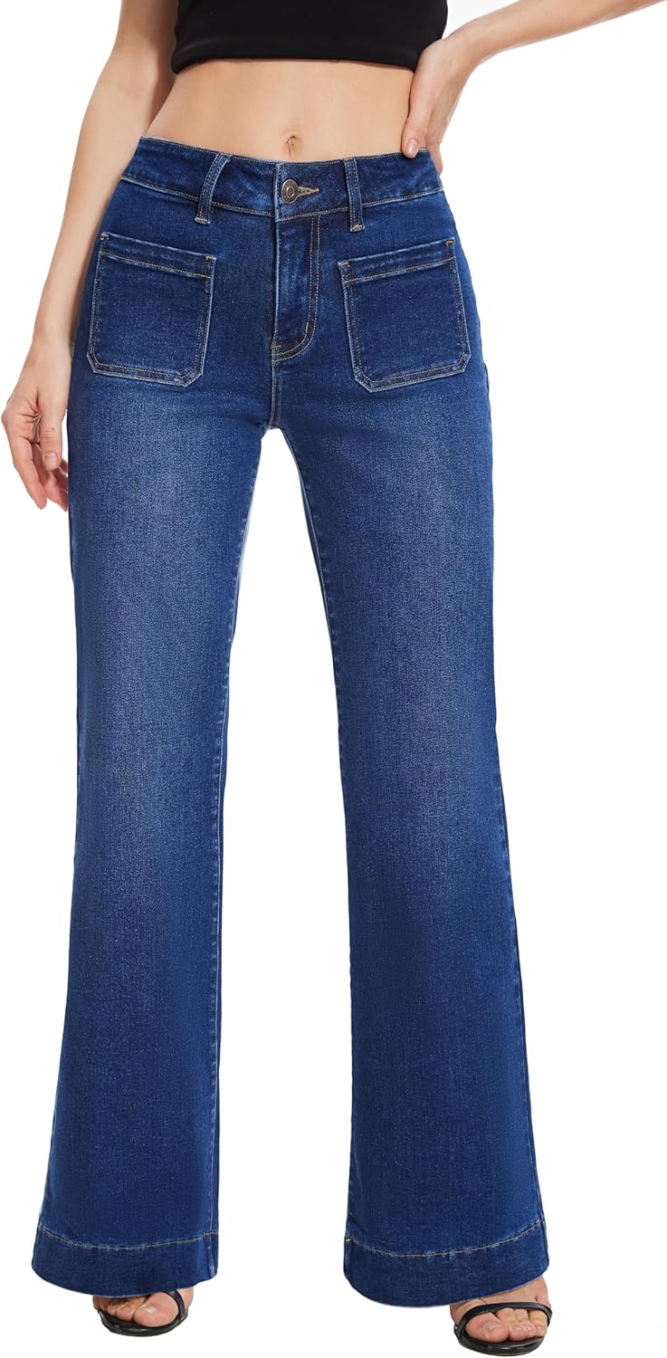 FLYING BANANA Women's Flare High Waisted Bell Bottom Jeans