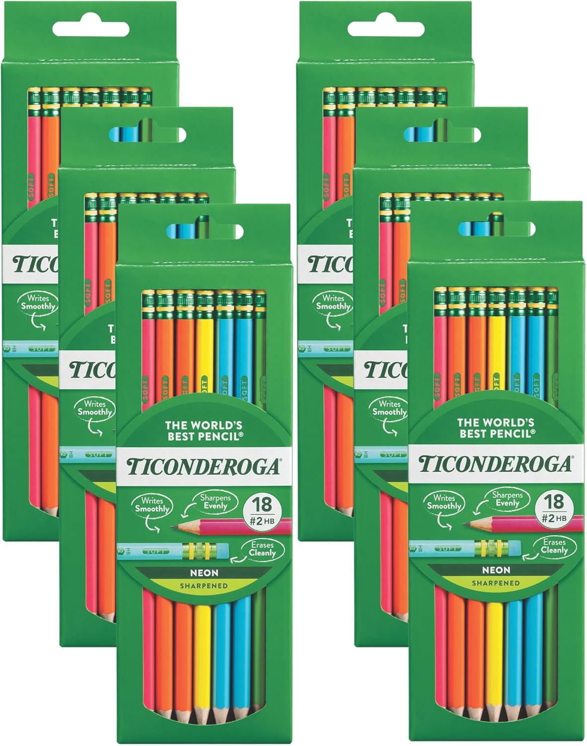 Ticonderoga Neon Pencils #2 Pre-Sharpened 108 Count Pack