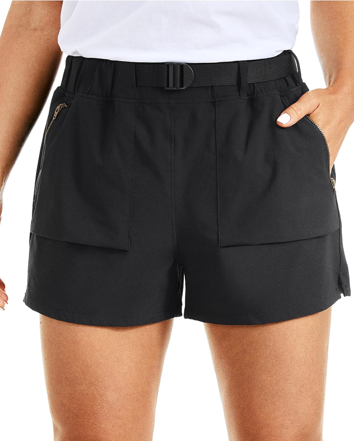 CRZ YOGA Waterproof Hiking Shorts - Mid Rise 3'' - Zip Pockets