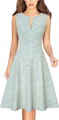 VFSHOW Womens Elegant Front Zipper A-Line Dress - Slim Work Skater