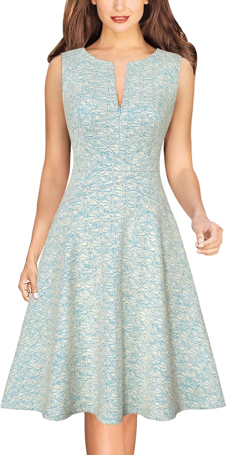 Elegant Front Zipper Slim A-Line Dress for Office and Parties