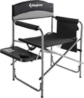 KingCamp Camping Foldable Padded Director Arm Chair with Side Table