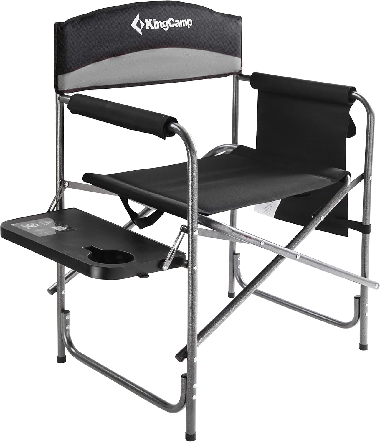 KingCamp Camping Foldable Padded Director Arm Chair with Table