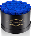 Forever Preserved Roses in a Box, 27 Royal Blue Rosebuds - Long
