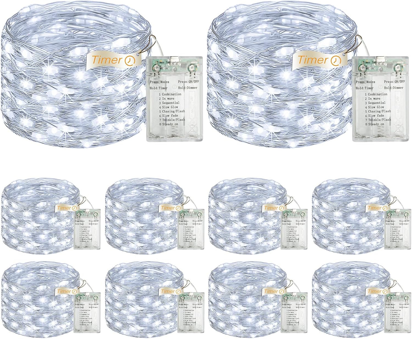 10 Pack 16FT 50 LED Fairy Lights for Christmas Party Decor