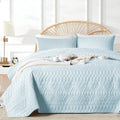 King/Cal King Quilt Bedding Set Sky Blue - Lightweight Soft Coverlet