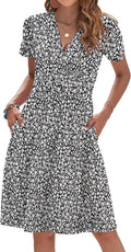 Trendy Women's Summer Dress 2025 Short Sleeve Floral V Neck Style