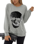 Blooming Jelly Women's Halloween Skull Graphic Sweatshirt - Cozy
