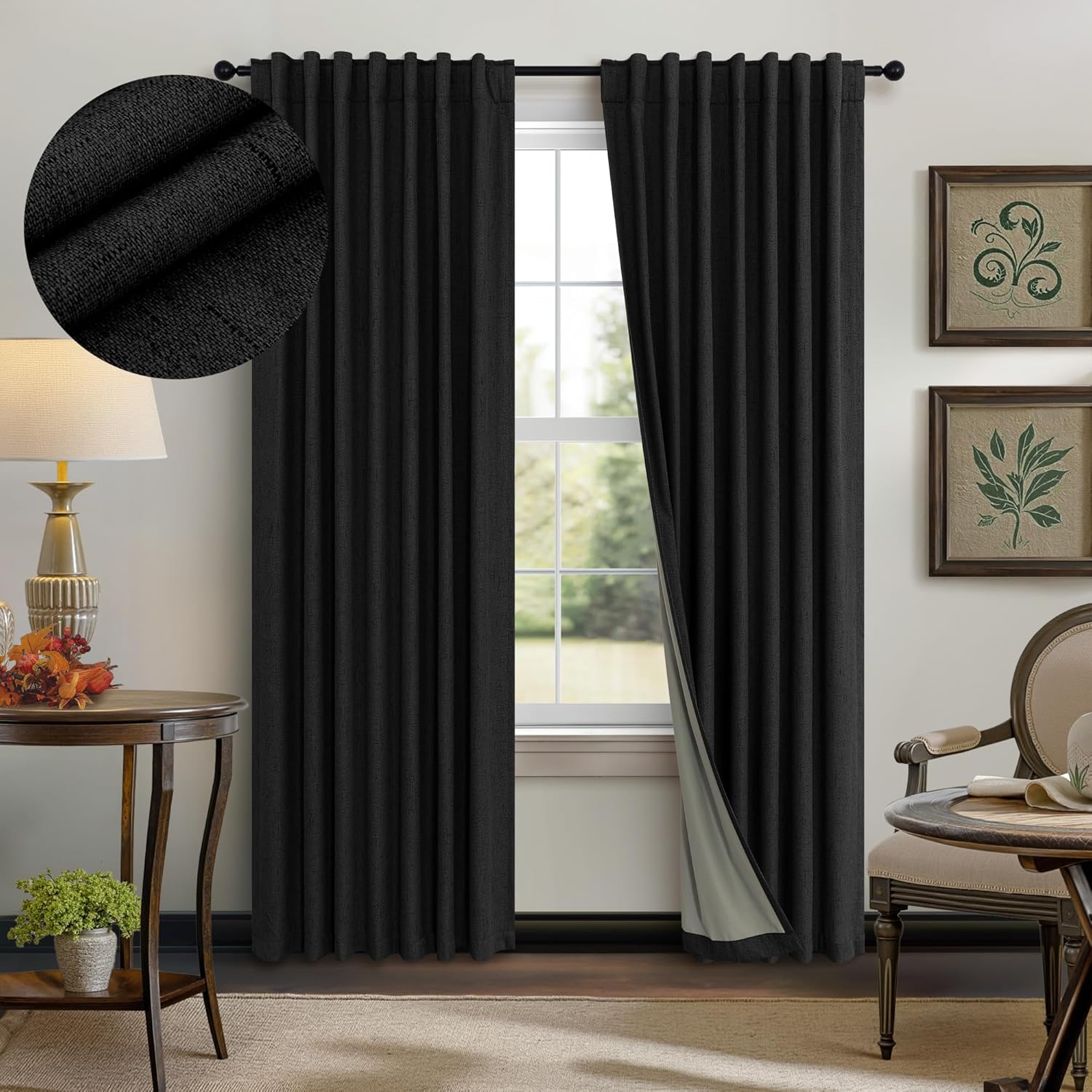 Nursery Blackout Curtains 63 Inch Length for Bedroom Decor